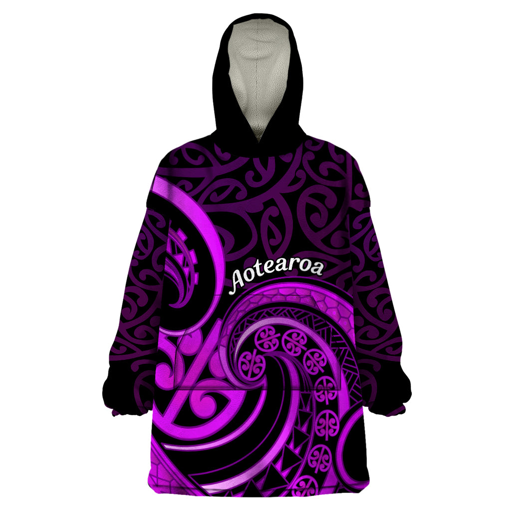 Purple Aotearoa Mangopare Wearable Blanket Hoodie NZ Maori Koru Style