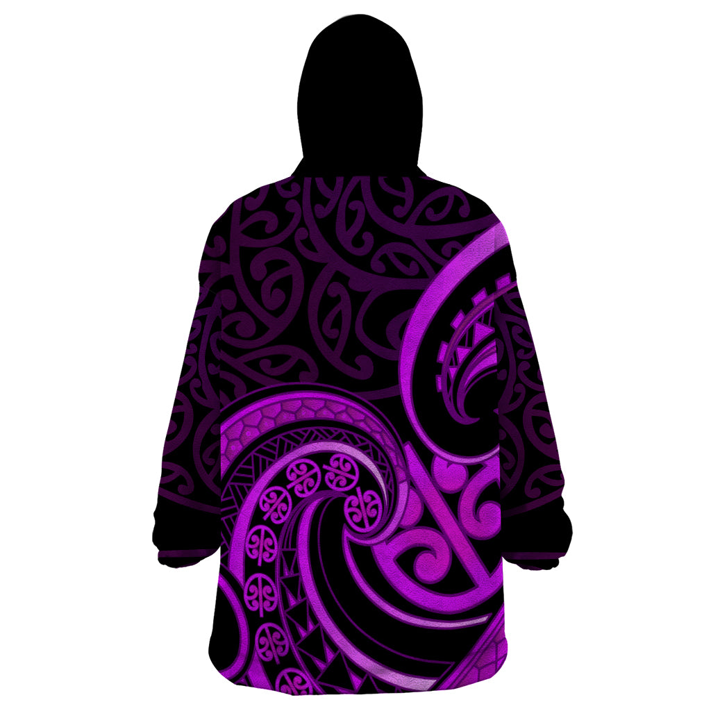 Purple Aotearoa Mangopare Wearable Blanket Hoodie NZ Maori Koru Style