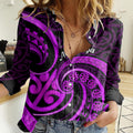 Purple Aotearoa Mangopare Women Casual Shirt NZ Maori Koru Style