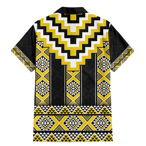 Yellow Taniko Aotearoa Family Matching Mermaid Dress and Hawaiian Shirt Niho Taniwha Mix Poutama