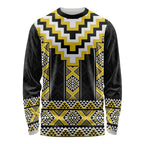 Yellow Taniko Aotearoa Long Sleeve Shirt Niho Taniwha Mix Poutama