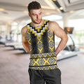 Yellow Taniko Aotearoa Men Tank Top Niho Taniwha Mix Poutama