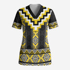 Yellow Taniko Aotearoa Scrub Top Niho Taniwha Mix Poutama - Aussie Hoodie