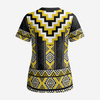Yellow Taniko Aotearoa Scrub Top Niho Taniwha Mix Poutama - Aussie Hoodie