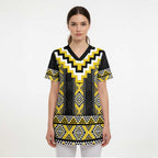 Yellow Taniko Aotearoa Scrub Top Niho Taniwha Mix Poutama - Aussie Hoodie