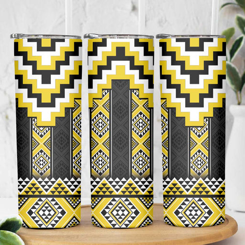 Yellow Taniko Aotearoa Skinny Tumbler Niho Taniwha Mix Poutama