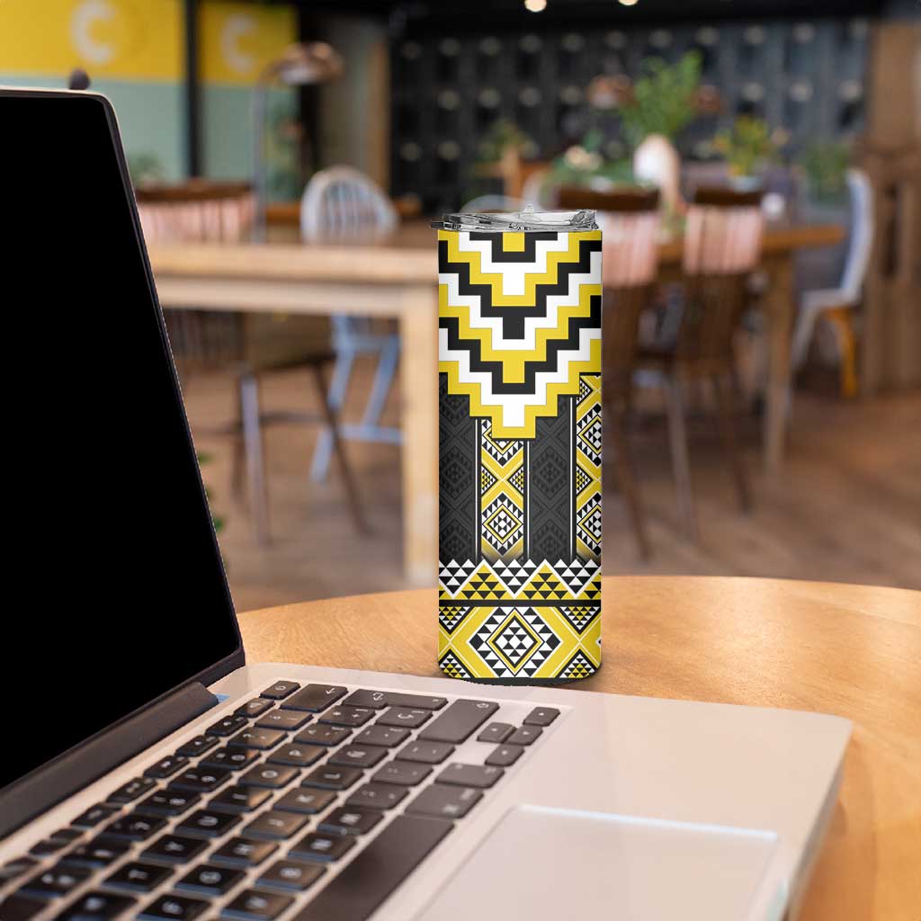 Yellow Taniko Aotearoa Skinny Tumbler Niho Taniwha Mix Poutama