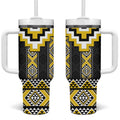 Yellow Taniko Aotearoa Tumbler With Handle Niho Taniwha Mix Poutama