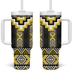 Yellow Taniko Aotearoa Tumbler With Handle Niho Taniwha Mix Poutama