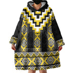 Yellow Taniko Aotearoa Wearable Blanket Hoodie Niho Taniwha Mix Poutama