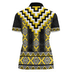 Yellow Taniko Aotearoa Women Polo Shirt Niho Taniwha Mix Poutama