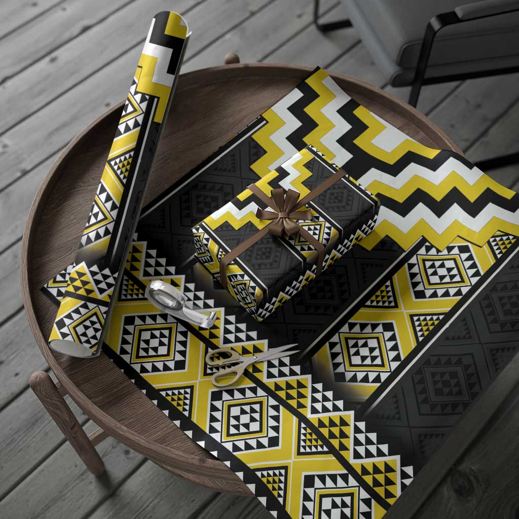 Yellow Taniko Aotearoa Wrapping Paper Niho Taniwha Mix Poutama - Aussie Hoodie
