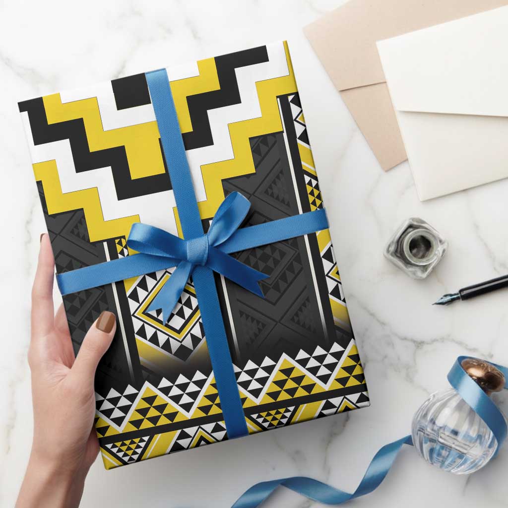 Yellow Taniko Aotearoa Wrapping Paper Niho Taniwha Mix Poutama - Aussie Hoodie