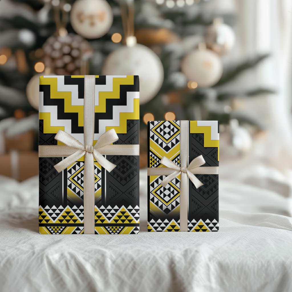 Yellow Taniko Aotearoa Wrapping Paper Niho Taniwha Mix Poutama - Aussie Hoodie