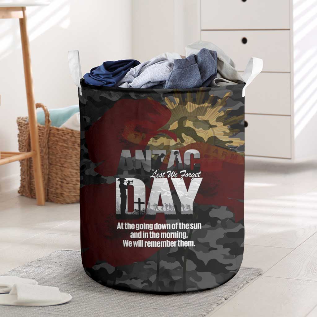 Australia ANZAC Day Laundry Basket We Will Remember Them Poppy Camouflage - Aussie Hoodie