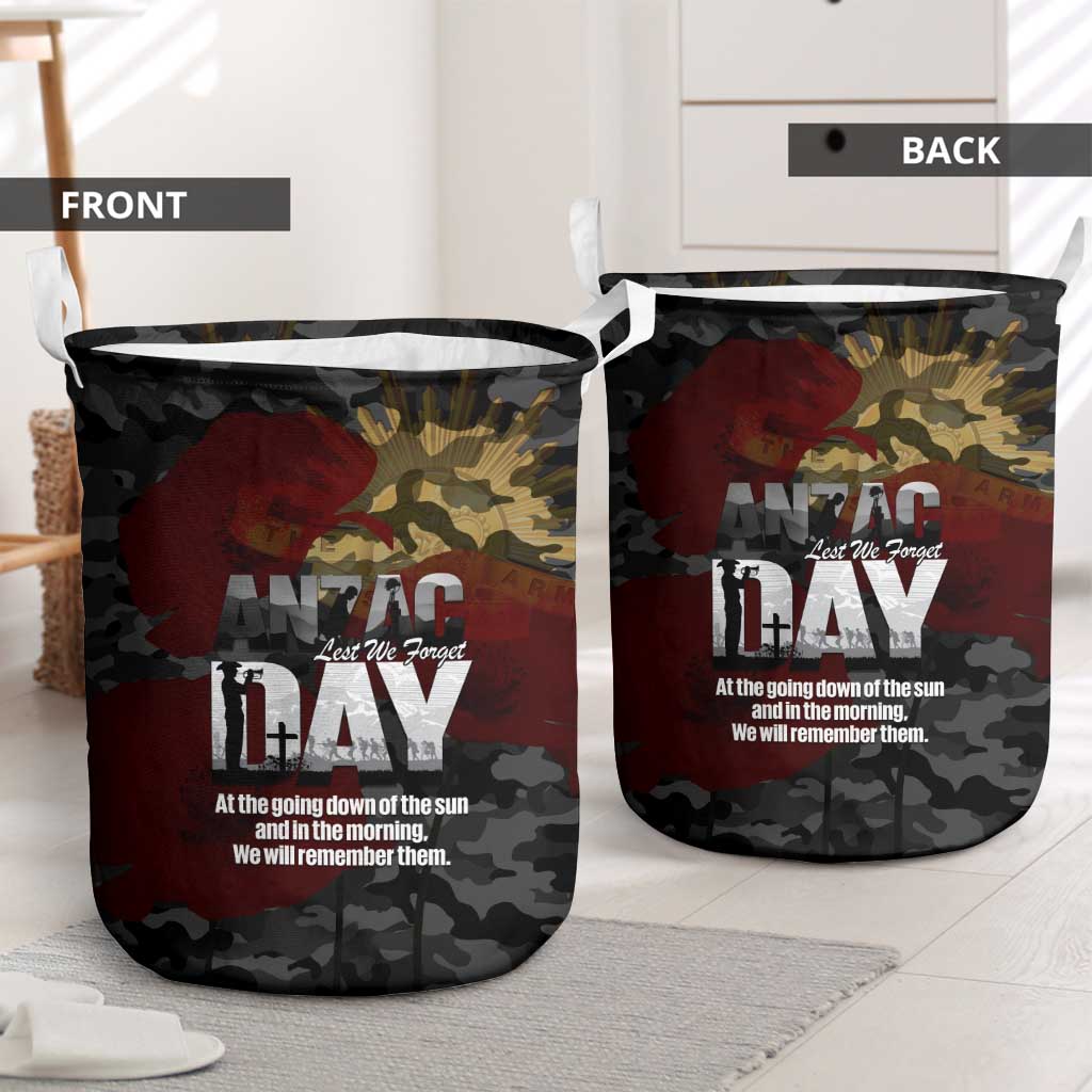 Australia ANZAC Day Laundry Basket We Will Remember Them Poppy Camouflage - Aussie Hoodie