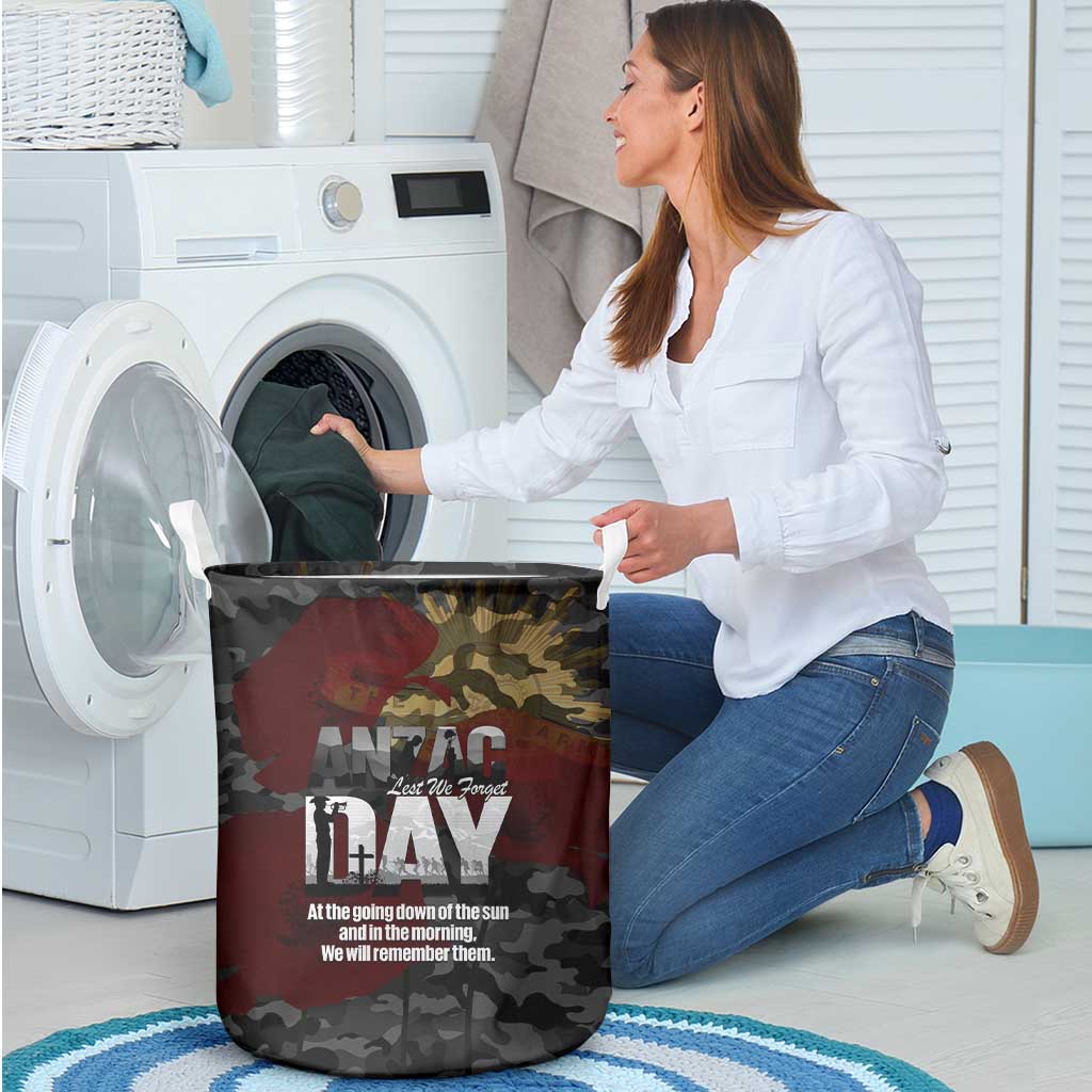 Australia ANZAC Day Laundry Basket We Will Remember Them Poppy Camouflage - Aussie Hoodie