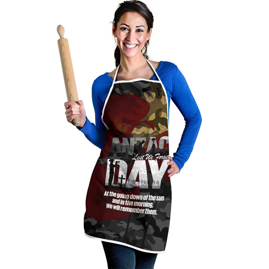 Australia ANZAC Day Apron We Will Remember Them Poppy Camouflage - Aussie Hoodie