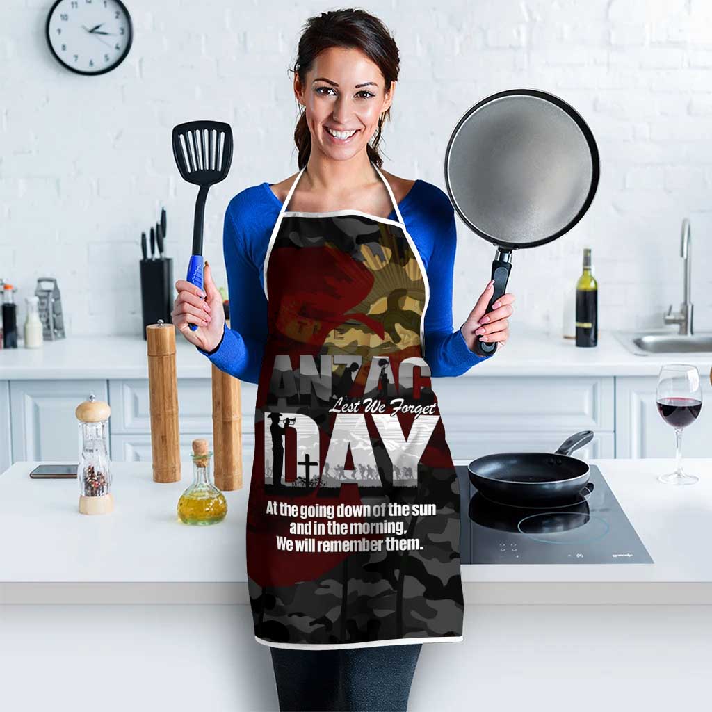 Australia ANZAC Day Apron We Will Remember Them Poppy Camouflage - Aussie Hoodie