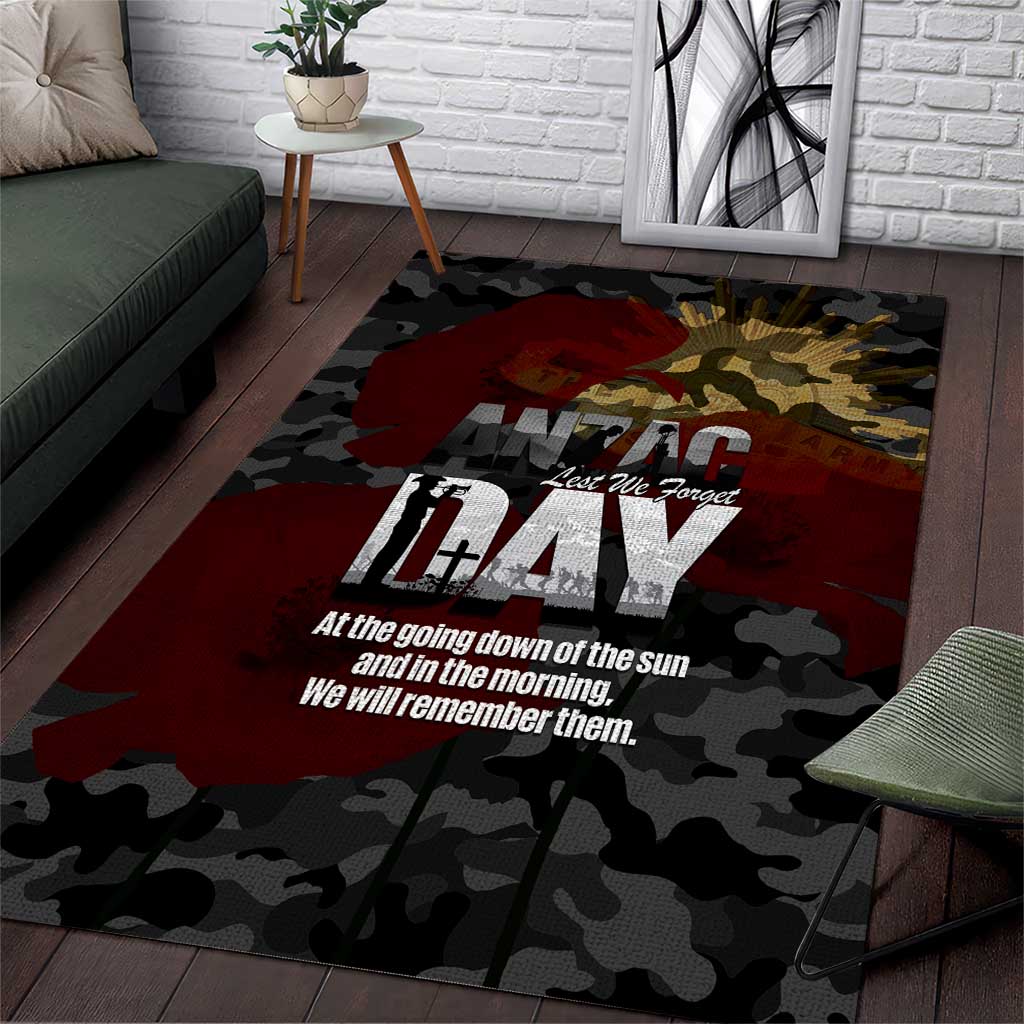 Australia ANZAC Day Area Rug We Will Remember Them Poppy Camouflage - Aussie Hoodie