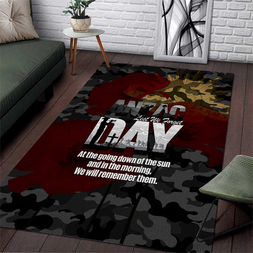 Australia ANZAC Day Area Rug We Will Remember Them Poppy Camouflage - Aussie Hoodie