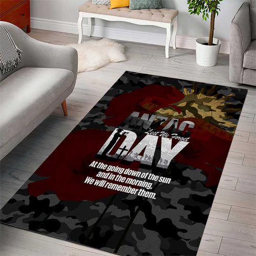 Australia ANZAC Day Area Rug We Will Remember Them Poppy Camouflage - Aussie Hoodie