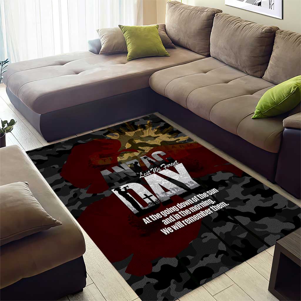 Australia ANZAC Day Area Rug We Will Remember Them Poppy Camouflage - Aussie Hoodie