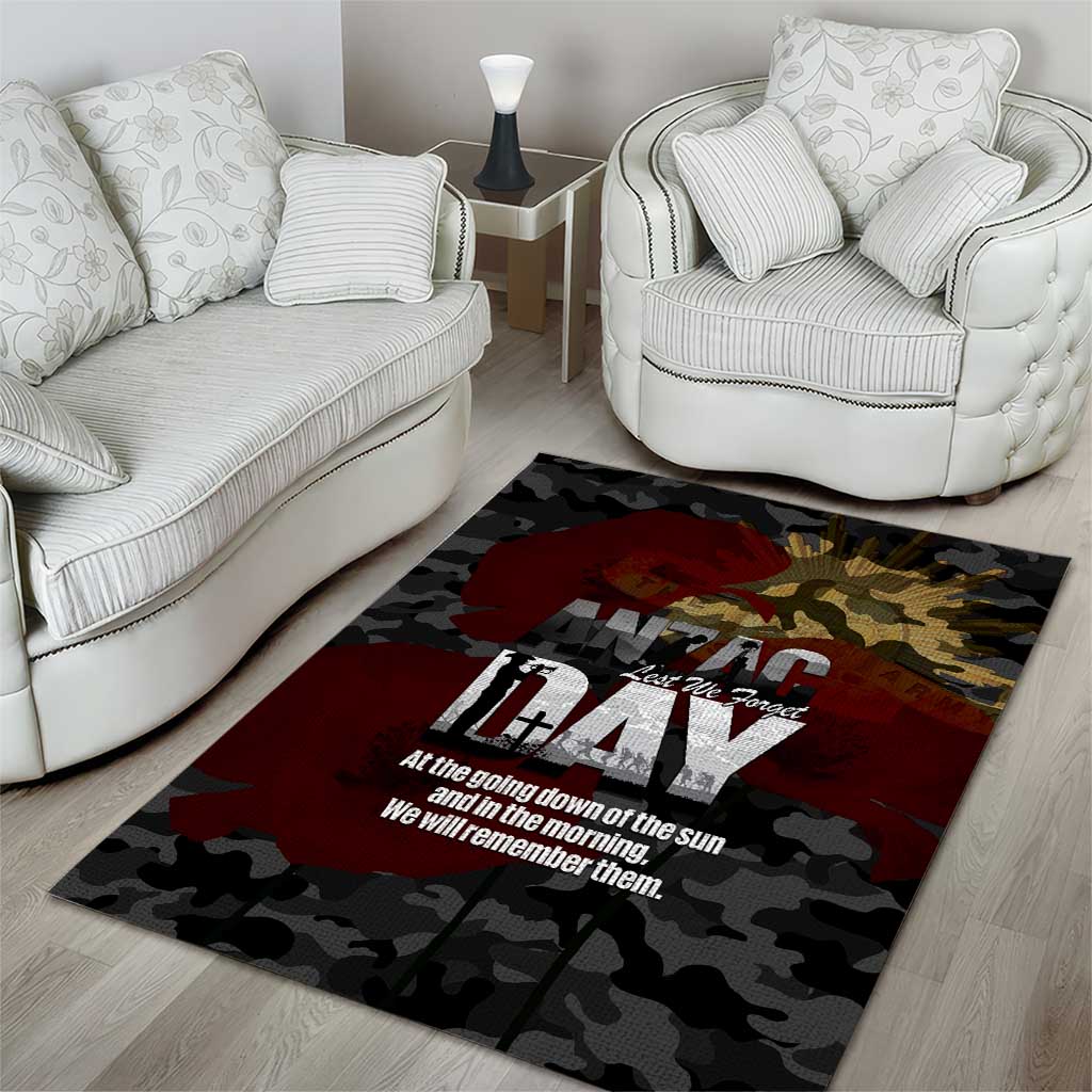 Australia ANZAC Day Area Rug We Will Remember Them Poppy Camouflage - Aussie Hoodie