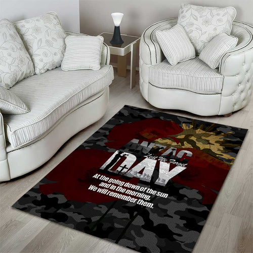 Australia ANZAC Day Area Rug We Will Remember Them Poppy Camouflage - Aussie Hoodie