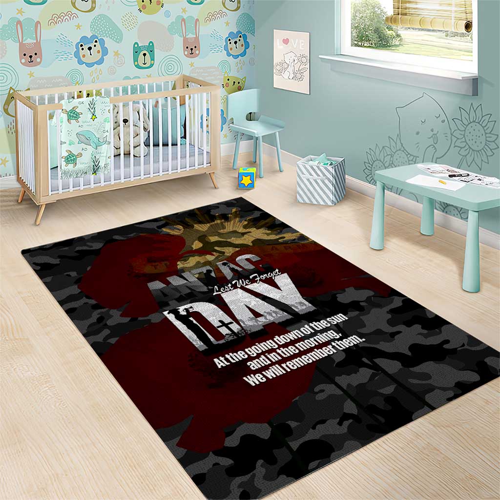 Australia ANZAC Day Area Rug We Will Remember Them Poppy Camouflage - Aussie Hoodie