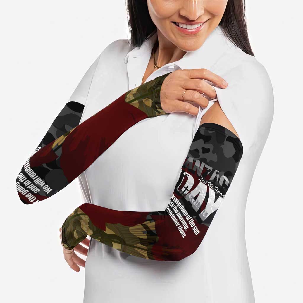 Australia ANZAC Day Arm Sleeves We Will Remember Them Poppy Camouflage - Aussie Hoodie