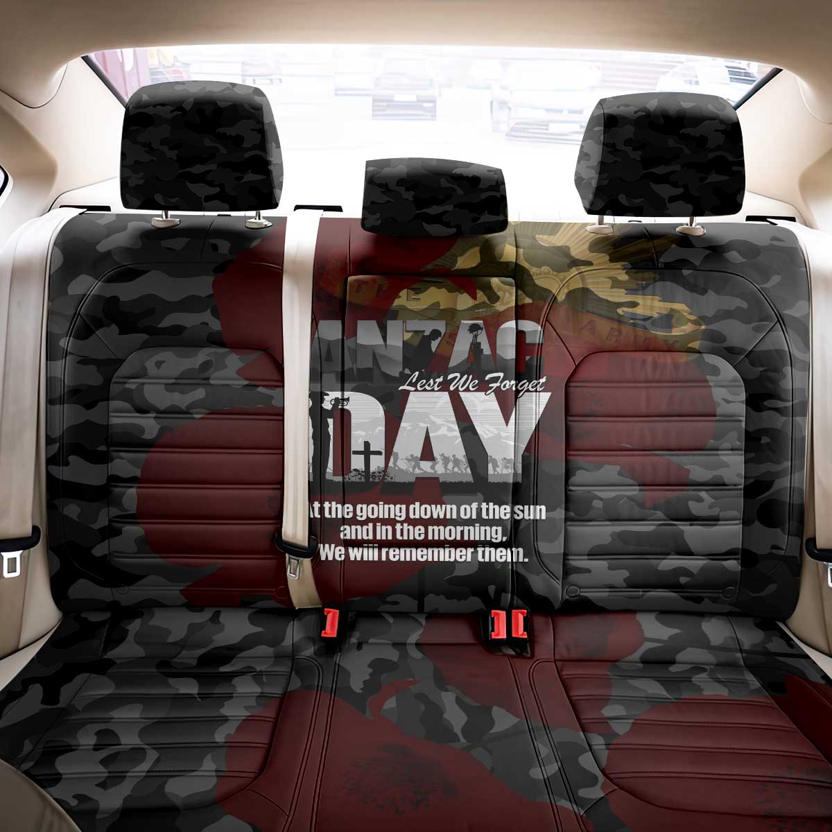 Australia ANZAC Day Back Car Seat Cover We Will Remember Them Poppy Camouflage - Aussie Hoodie