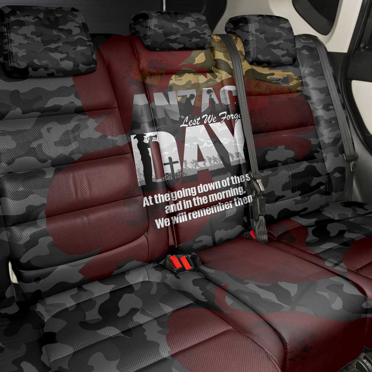 Australia ANZAC Day Back Car Seat Cover We Will Remember Them Poppy Camouflage - Aussie Hoodie