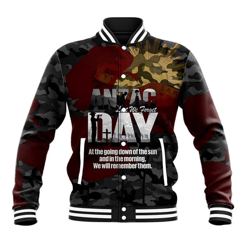Australia ANZAC Day Baseball Jacket We Will Remember Them Poppy Camouflage - Aussie Hoodie