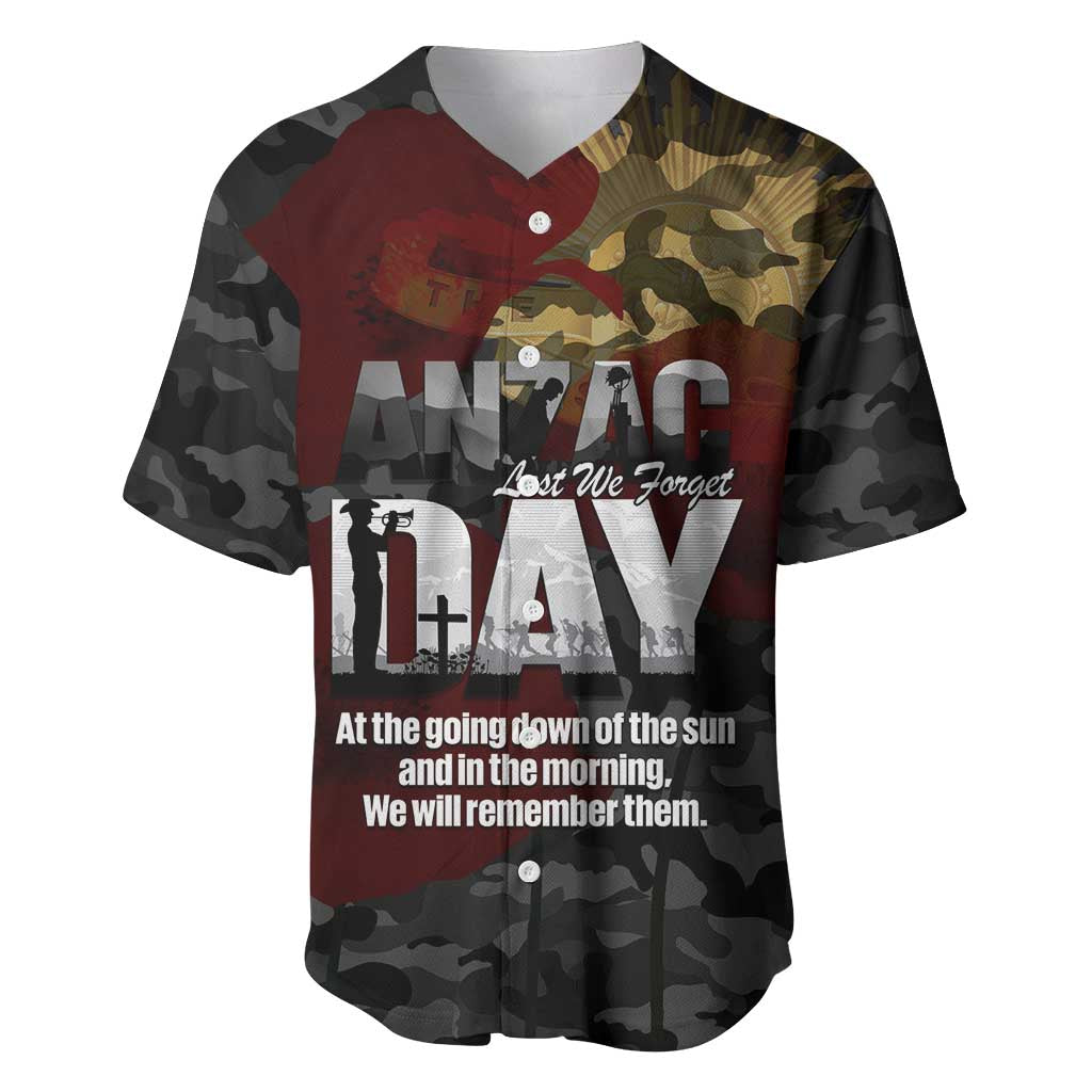 Australia ANZAC Day Baseball Jersey We Will Remember Them Poppy Camouflage - Aussie Hoodie