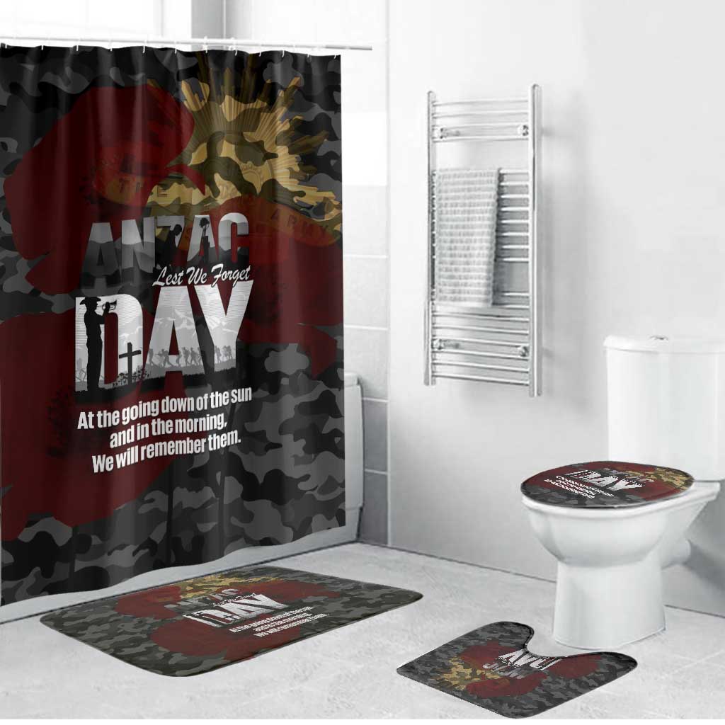 Australia ANZAC Day Bathroom Set We Will Remember Them Poppy Camouflage - Aussie Hoodie