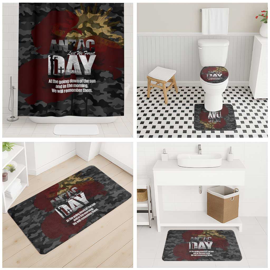 Australia ANZAC Day Bathroom Set We Will Remember Them Poppy Camouflage - Aussie Hoodie