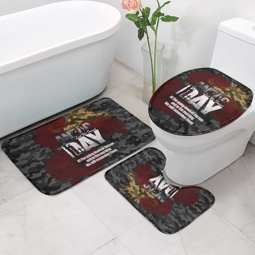 Australia ANZAC Day Bathroom Set We Will Remember Them Poppy Camouflage - Aussie Hoodie