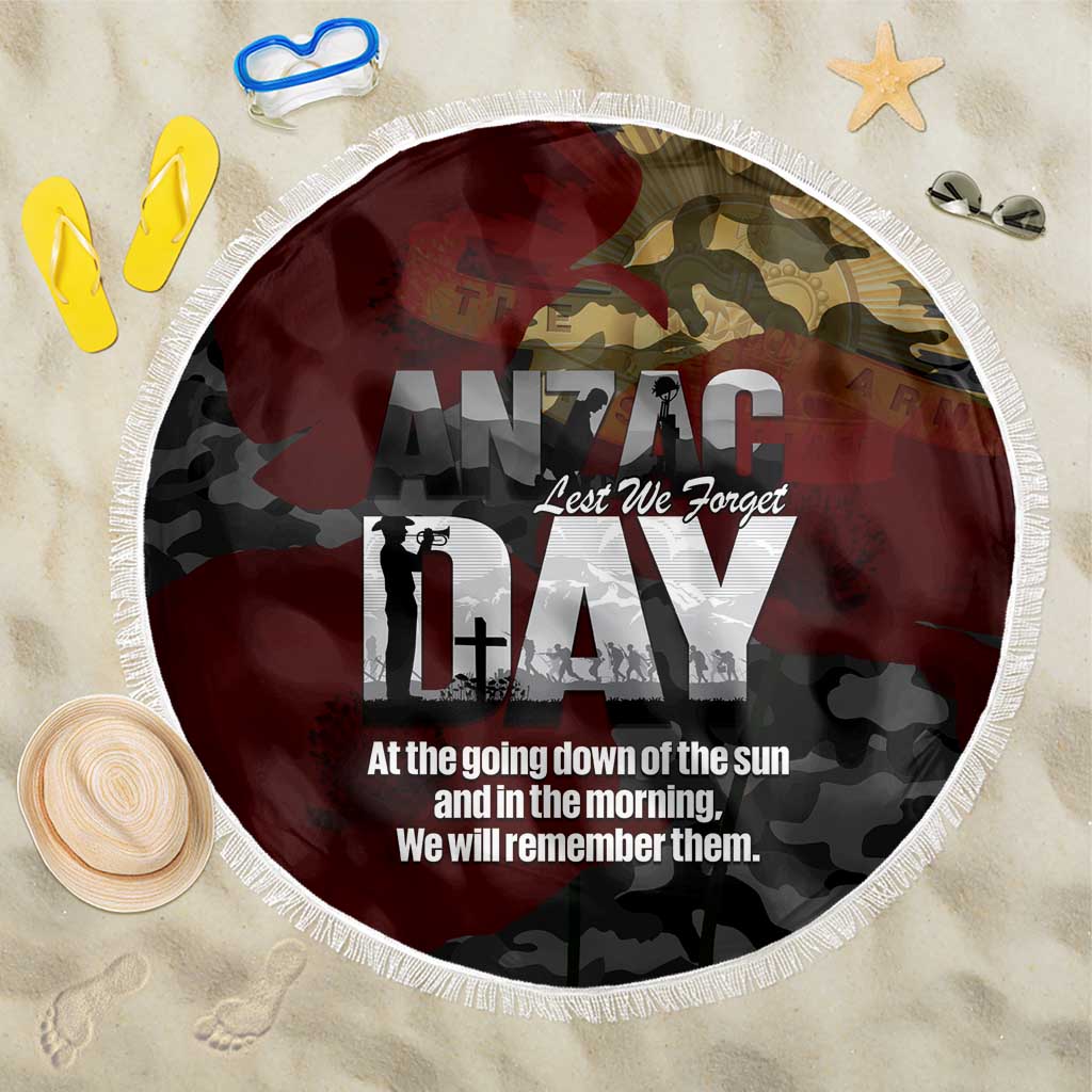 Australia ANZAC Day Beach Blanket We Will Remember Them Poppy Camouflage - Aussie Hoodie