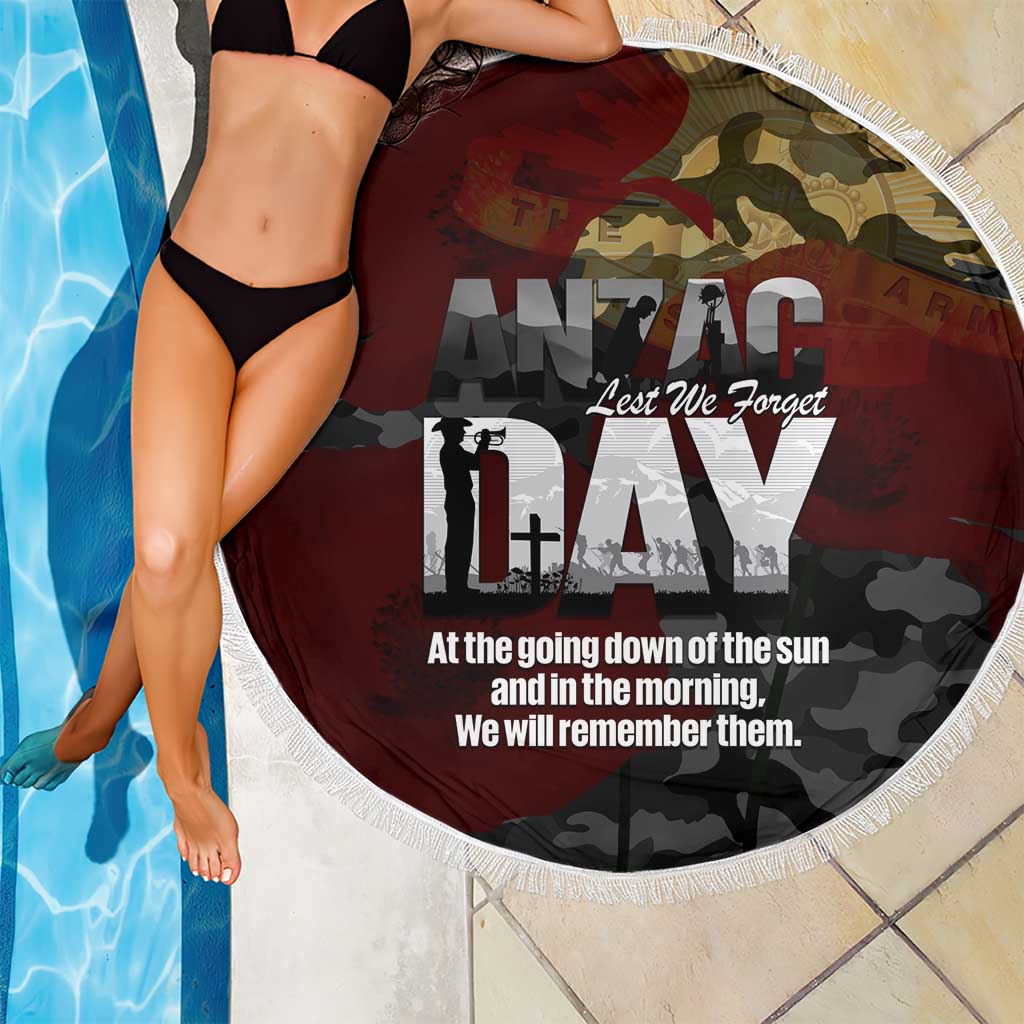 Australia ANZAC Day Beach Blanket We Will Remember Them Poppy Camouflage - Aussie Hoodie