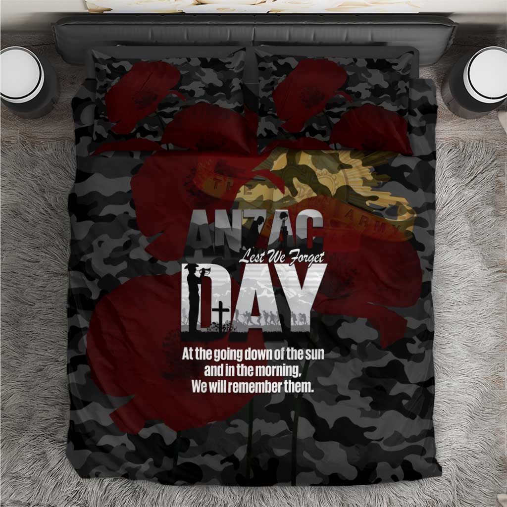 Australia ANZAC Day Bedding Set We Will Remember Them Poppy Camouflage - Aussie Hoodie
