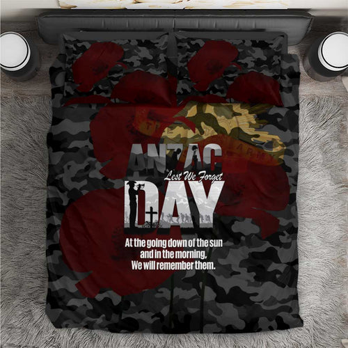 Australia ANZAC Day Bedding Set We Will Remember Them Poppy Camouflage - Aussie Hoodie