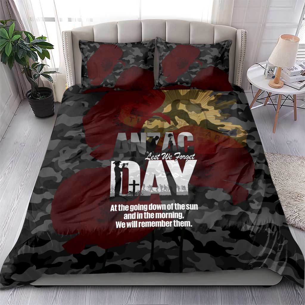 Australia ANZAC Day Bedding Set We Will Remember Them Poppy Camouflage - Aussie Hoodie