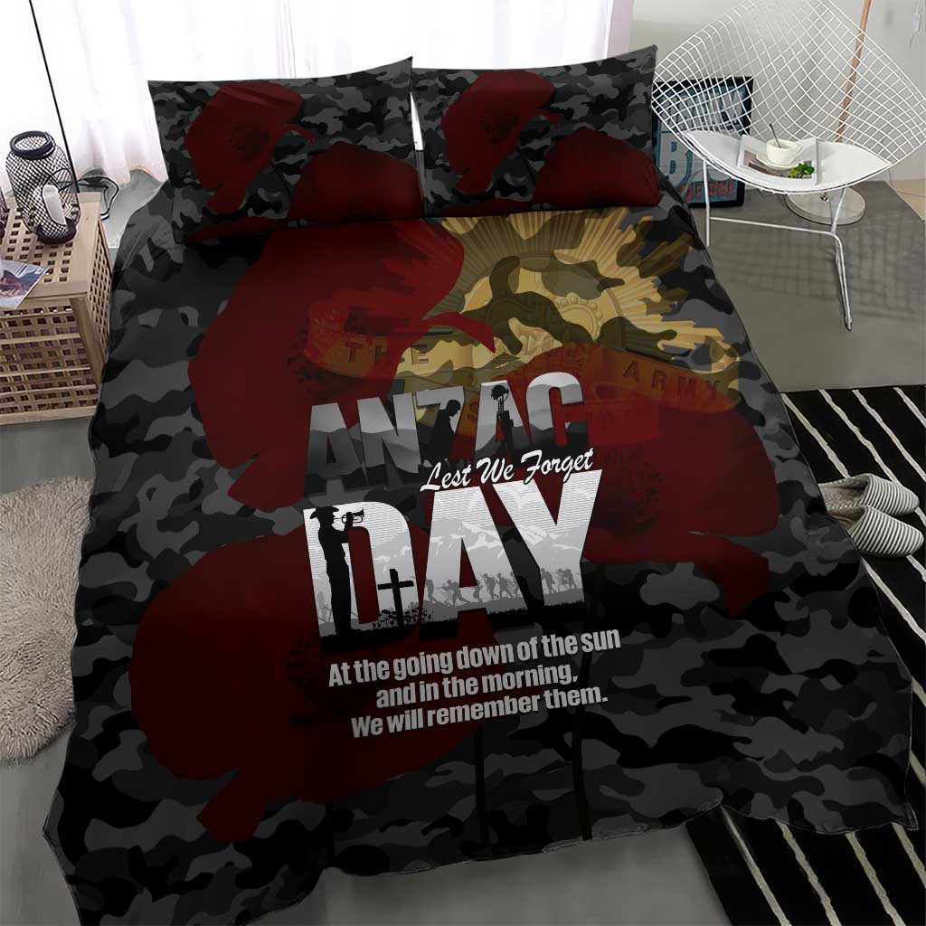 Australia ANZAC Day Bedding Set We Will Remember Them Poppy Camouflage - Aussie Hoodie