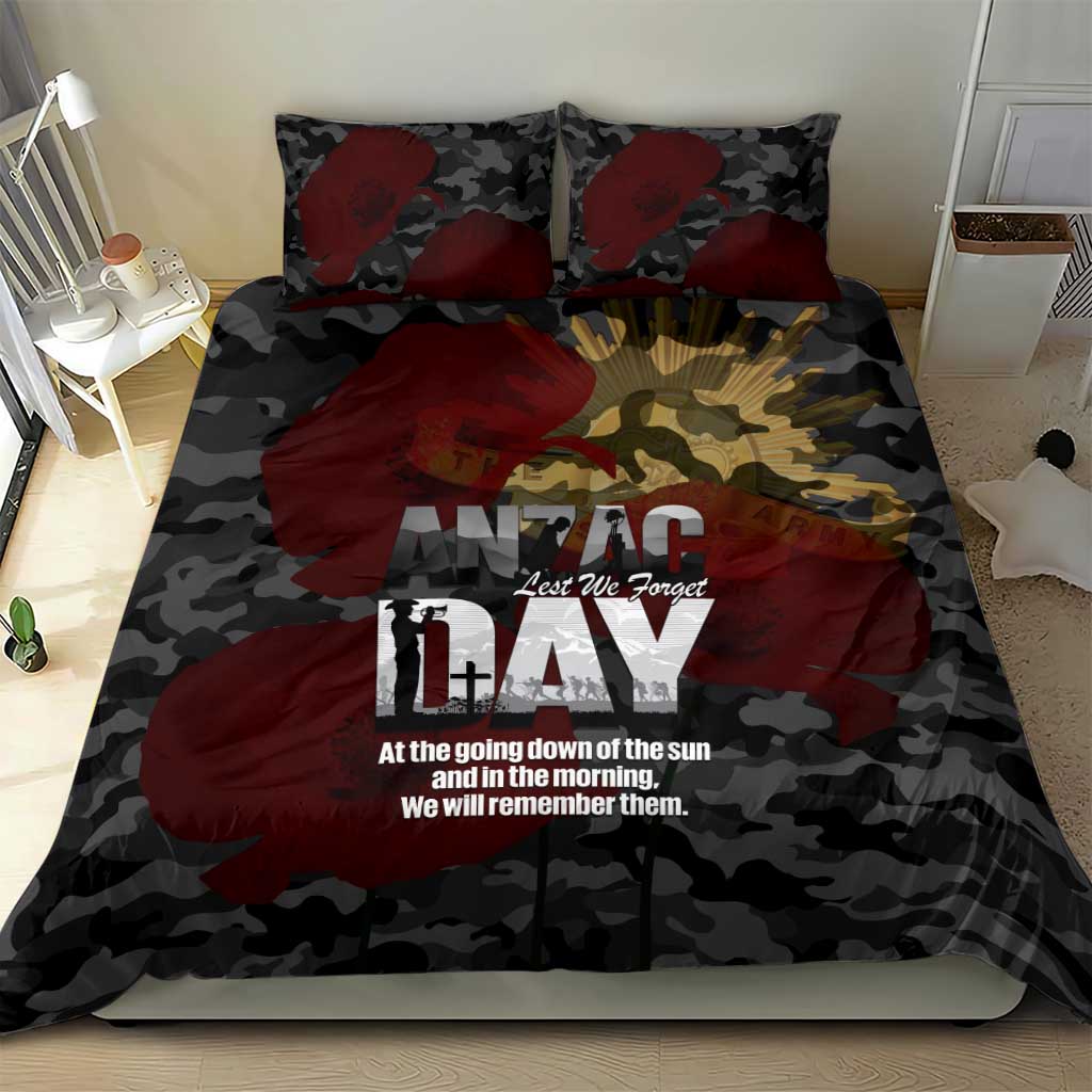 Australia ANZAC Day Bedding Set We Will Remember Them Poppy Camouflage - Aussie Hoodie