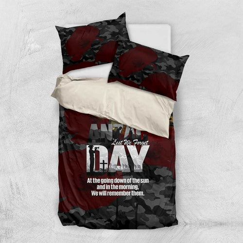 Australia ANZAC Day Bedding Set We Will Remember Them Poppy Camouflage - Aussie Hoodie