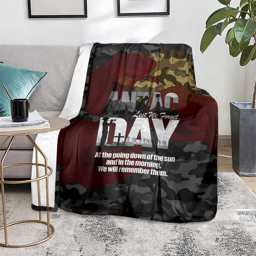 Australia ANZAC Day Blanket We Will Remember Them Poppy Camouflage - Aussie Hoodie
