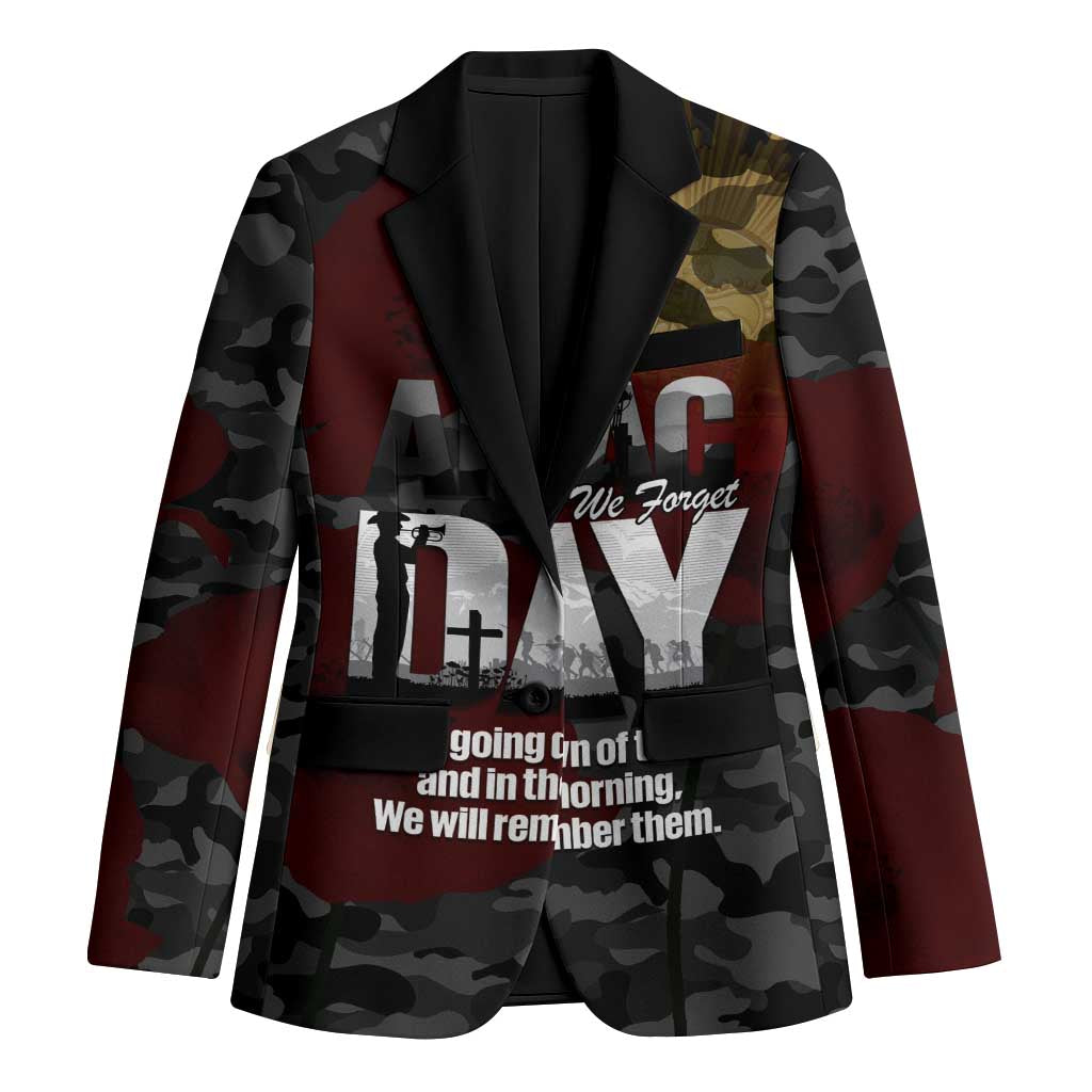 Australia ANZAC Day Blazer We Will Remember Them Poppy Camouflage - Aussie Hoodie