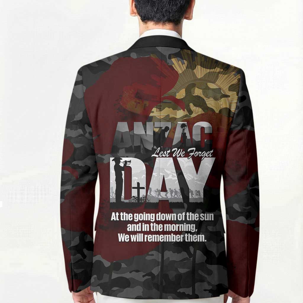 Australia ANZAC Day Blazer We Will Remember Them Poppy Camouflage - Aussie Hoodie