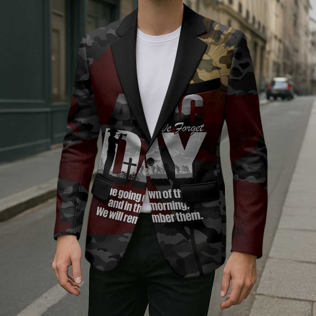 Australia ANZAC Day Blazer We Will Remember Them Poppy Camouflage - Aussie Hoodie